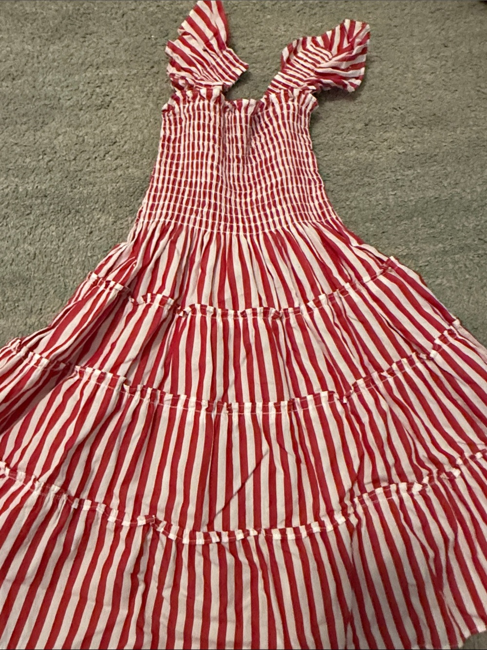 Hill house Girls Red and White Striped Tiered Summer Dress
